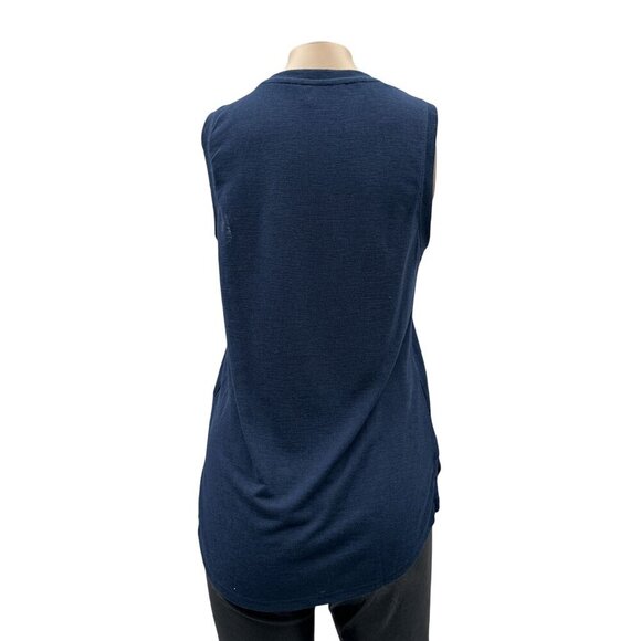 Athleta Sleeveless Relaxed Fit Workout Gym Muscle Tank Top Navy Blue Womens S - Picture 2 of 11